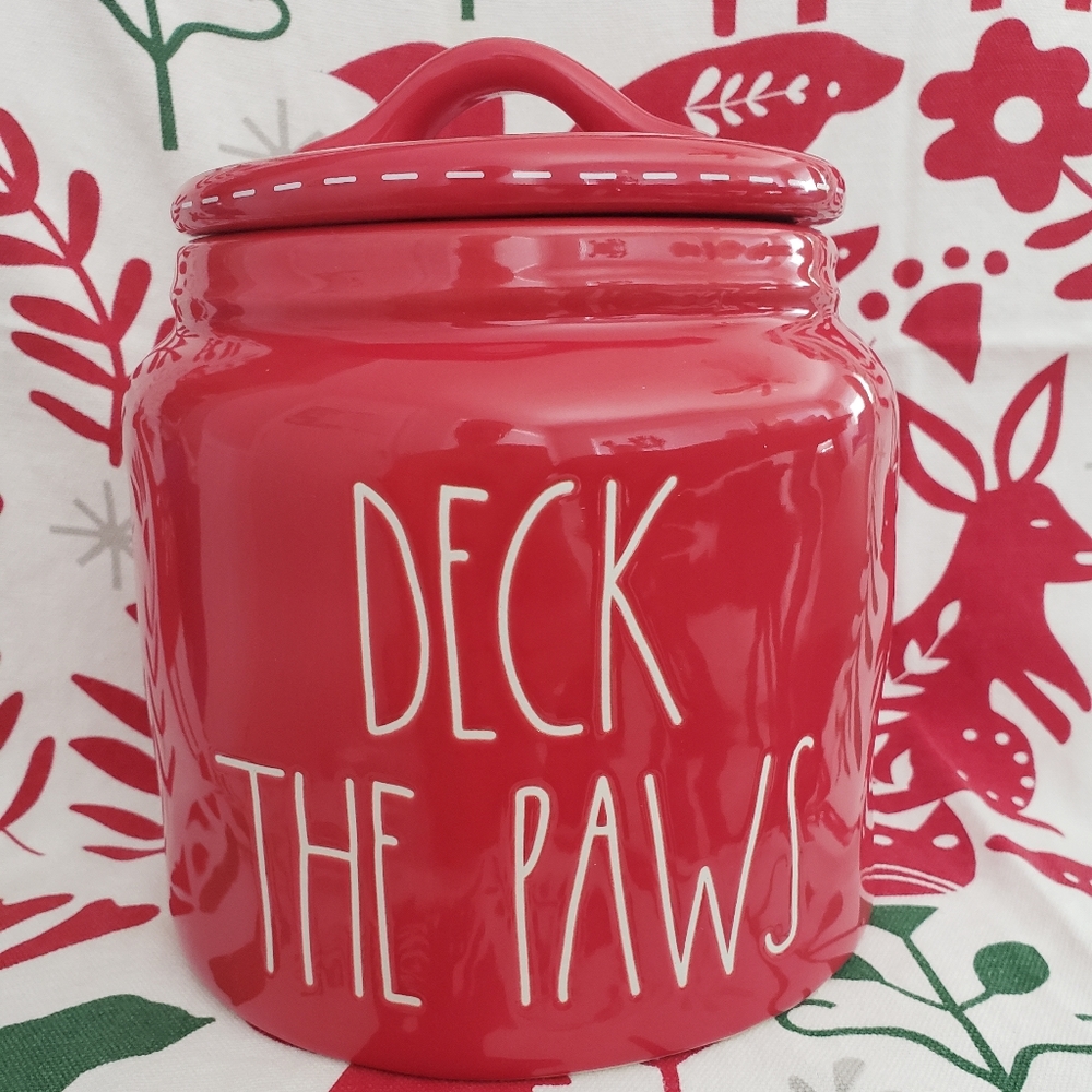 Rae Dunn DECK THE PAWS canister